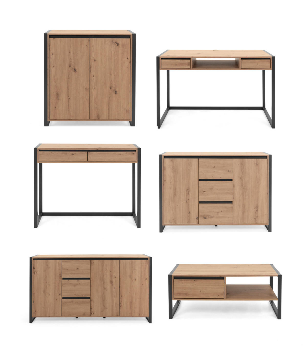 SCHREIBTISCH Artisan Eiche, anthrazit 120 cm, Industrial Design, Tisch mit Schubladen - Anthrazit/Eiche Artisan, Holzwerkstoff (120/60/75cm) - Furn.Design