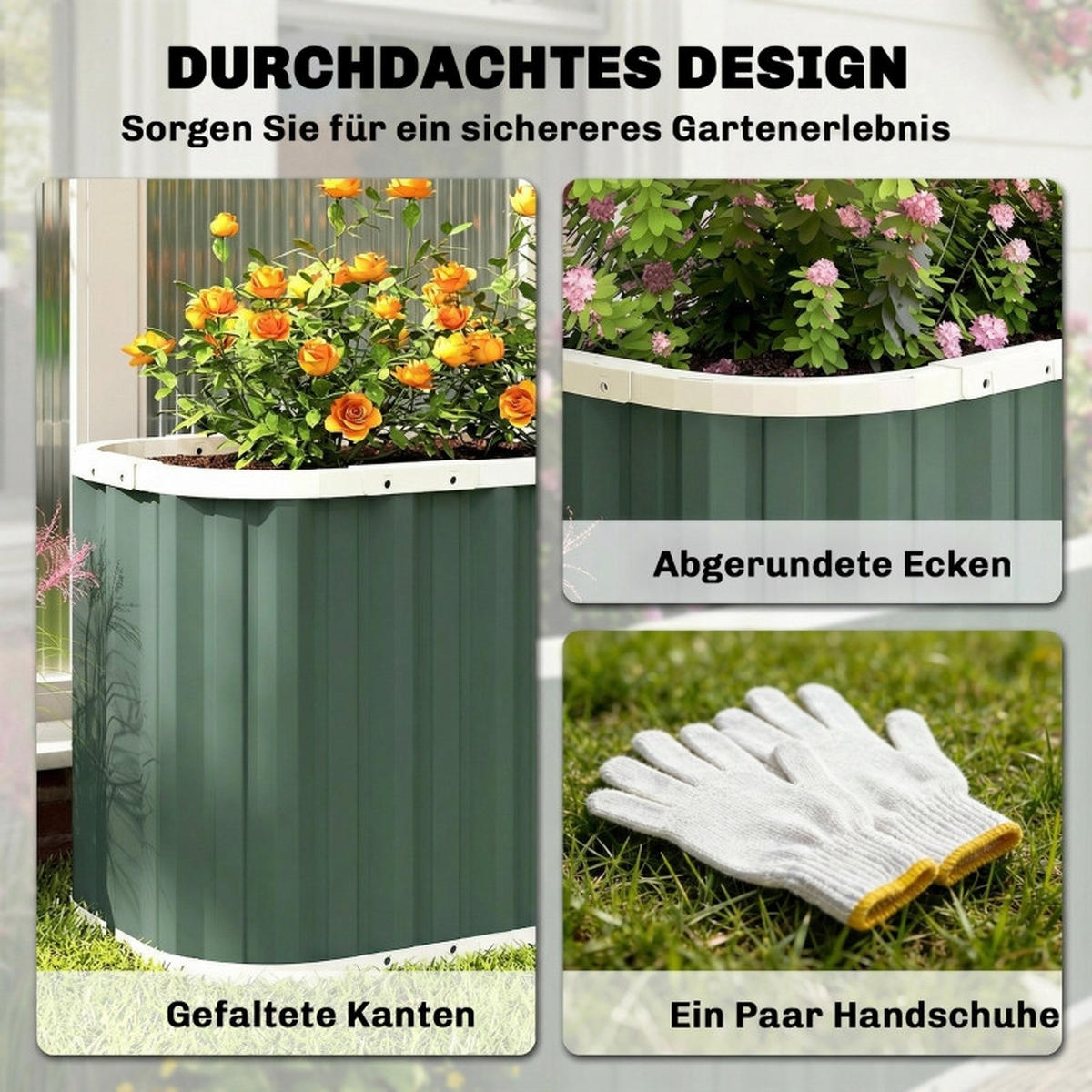 HOCHBEET Metall 136x53x61 cm Gartenbeet offen - Grün, Metall (136/61/53cm) - LEBENLANG