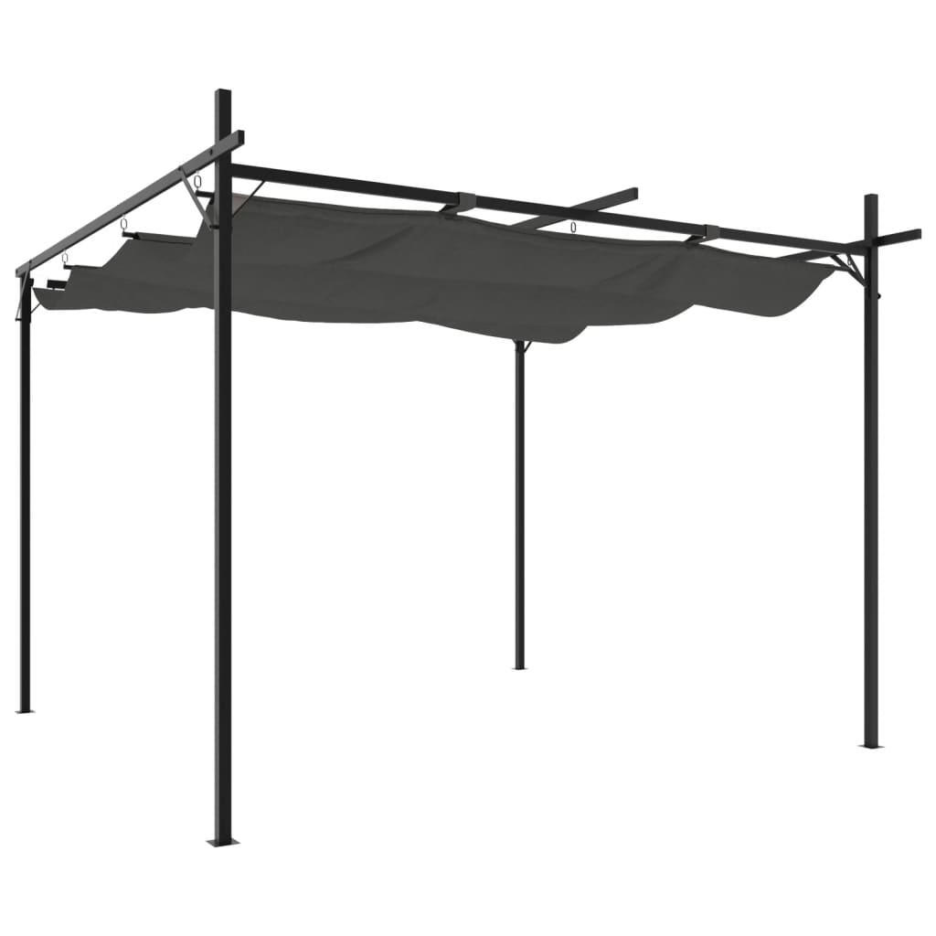 TERRASSENÜBERDACHUNG mit Schiebedach OLIMP | Anthrazit 295x292x230cm | Pergola Pavillon - Anthrazit, Metall (295/230/292cm) - DELUKE