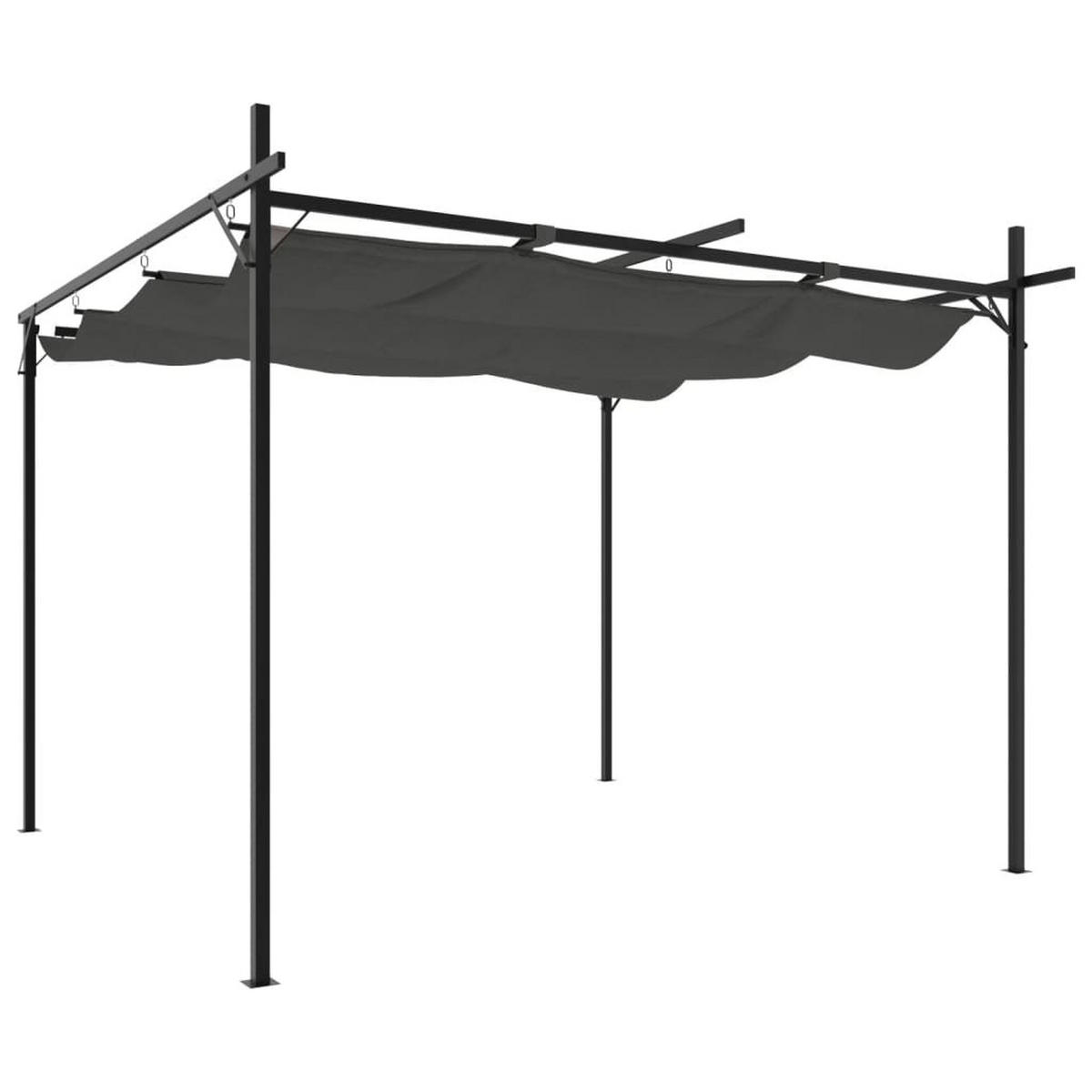 TERRASSENÜBERDACHUNG mit Schiebedach OLIMP | Anthrazit 295x292x230cm | Pergola Pavillon - Anthrazit, Metall (295/230/292cm) - DELUKE