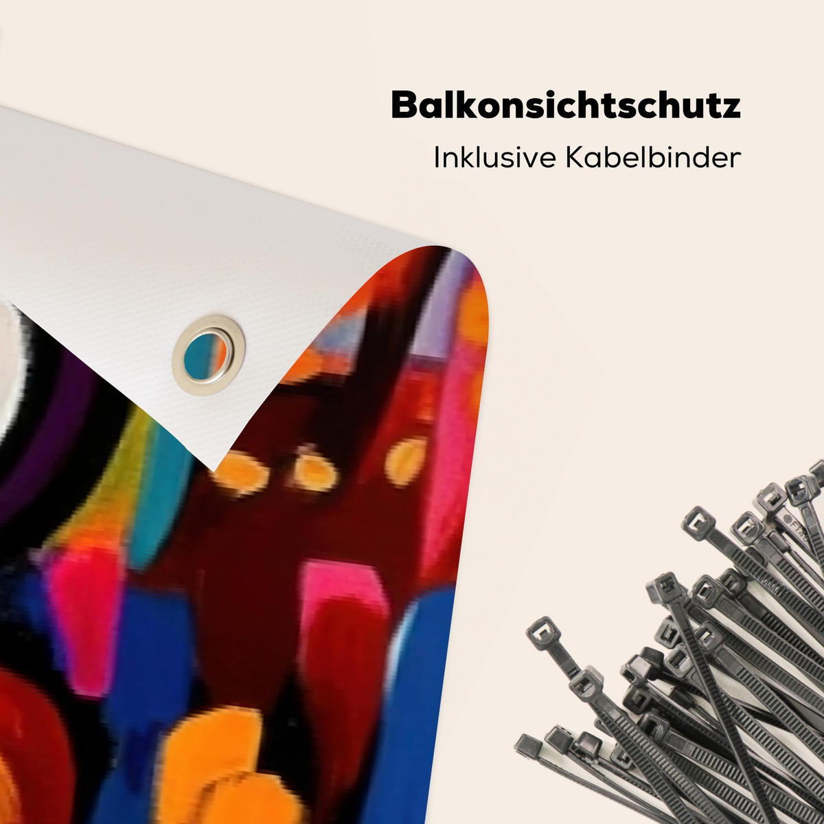 BALKON-SICHTSCHUTZ Abstrakt - Gesicht - Farbenfroh - Multicolor, Kunststoff (500/85cm) - MuchoWow