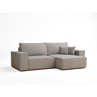 ECKSOFA MIT SCHLAFFUNKTION Zaya Seidengrau Webstoff - Beige/Schwarz, Holz/Holzwerkstoff (255/148cm) - Maison de Reve
