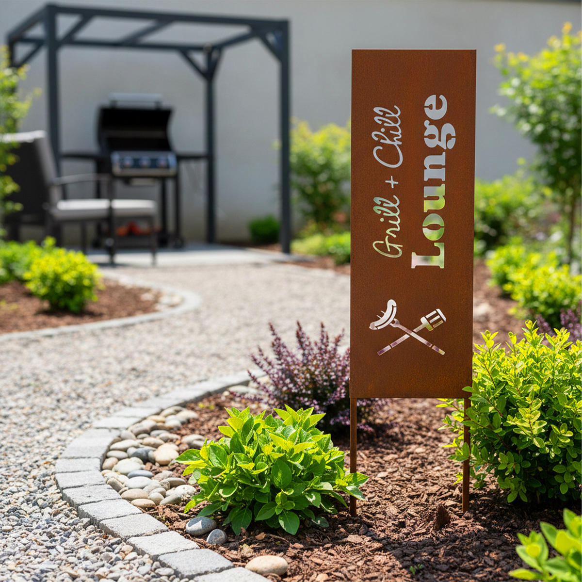 EDELROST-GARTENDEKO - Braun, Metall (1.5cm) - Relaxdays