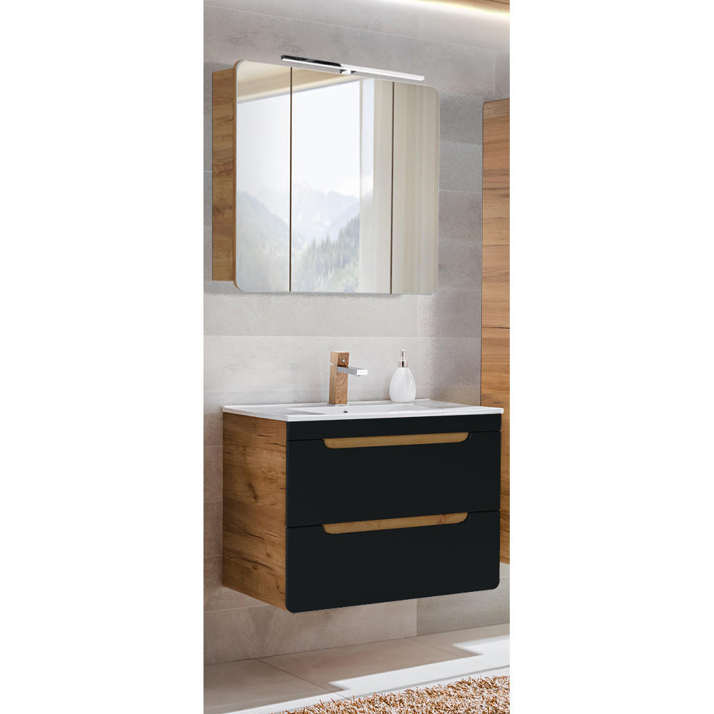 BADMÖBEL-SET 2-TLG. New-luton - Grau, Holzwerkstoff (81/200/46cm) - Lomado