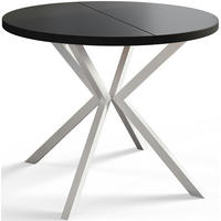 ESSZIMMERTISCH LOFT LITEN, ausziehbarer Tisch 90 cm/170 cm, Farbe: Schwarz, mit Metallbeinen in Farbe Weiß - Schwarz/Weiß, Holzwerkstoff (90/90/76cm) - Alpi-Möbel