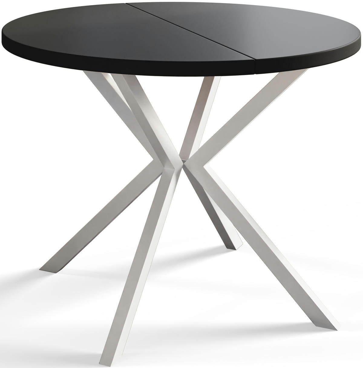 ESSZIMMERTISCH LOFT LITEN, ausziehbarer Tisch 90 cm/170 cm, Farbe: Schwarz, mit Metallbeinen in Farbe Weiß - Schwarz/Weiß, Holzwerkstoff (90/90/76cm) - Alpi-Möbel