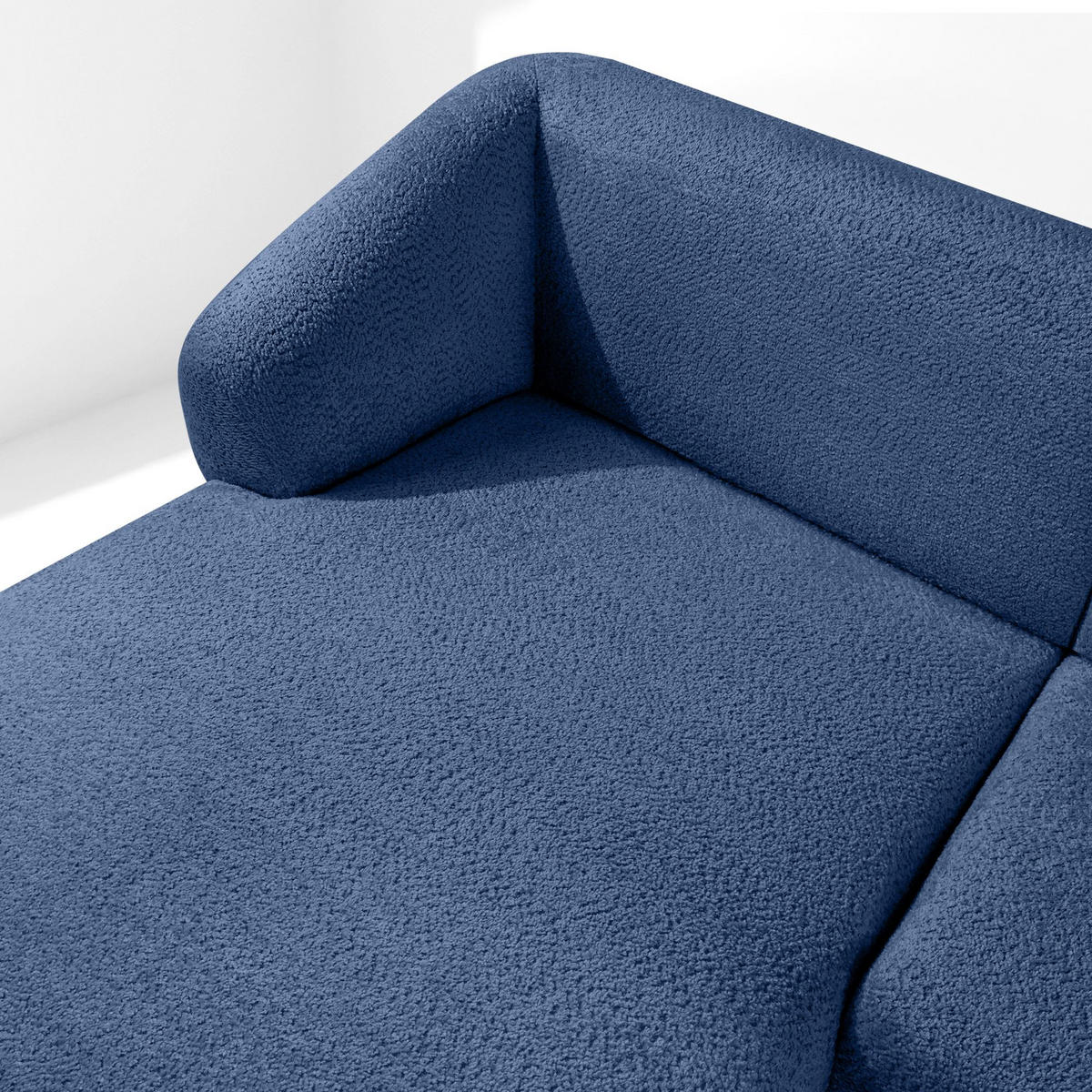 ECKSOFA LINKS VIRA, Blau, Chenille - Blau/Schwarz, Holz/Holzwerkstoff (300/160cm) - KONSIMO®