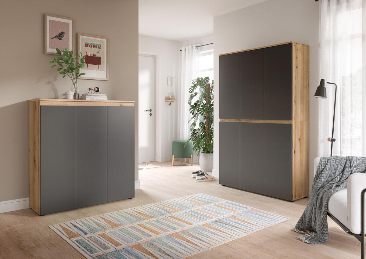 UNIVERSALSCHRANK SCARPA (B/H/T: ca. 235/175/37 cm) in Evoke Oak Nachbildung/anthrazit - Eichefarben, Holzwerkstoff (235/175/37cm)