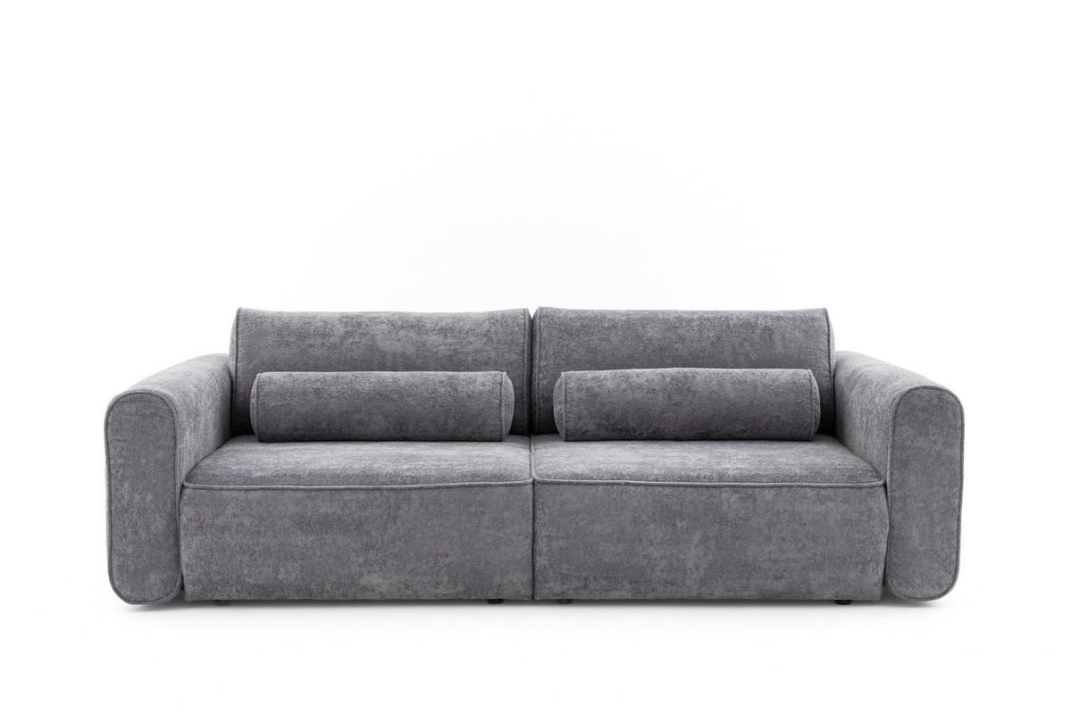 ECKSOFA Motion mit Schlaffunktion Funktional 3-sitzer Sofa - Dunkelgrau, Textil (250/120cm) - Muffo
