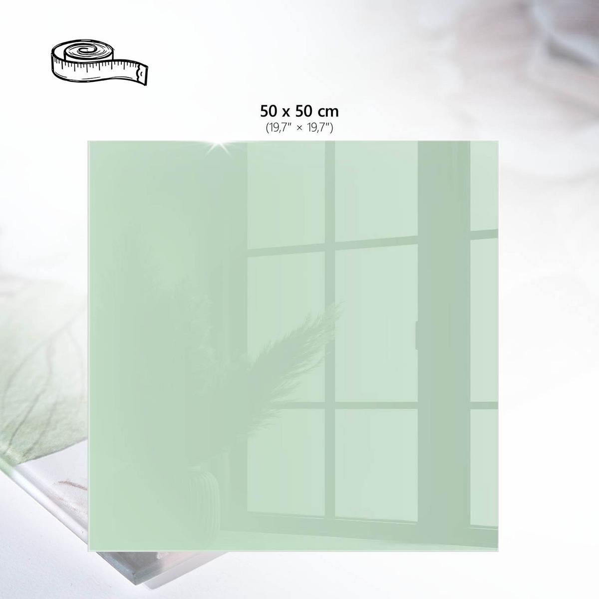 TISCHPLATTE 50x50 cm – Mintgrün - Weiß, Glas (0.4/50/50cm) - Wallfluent