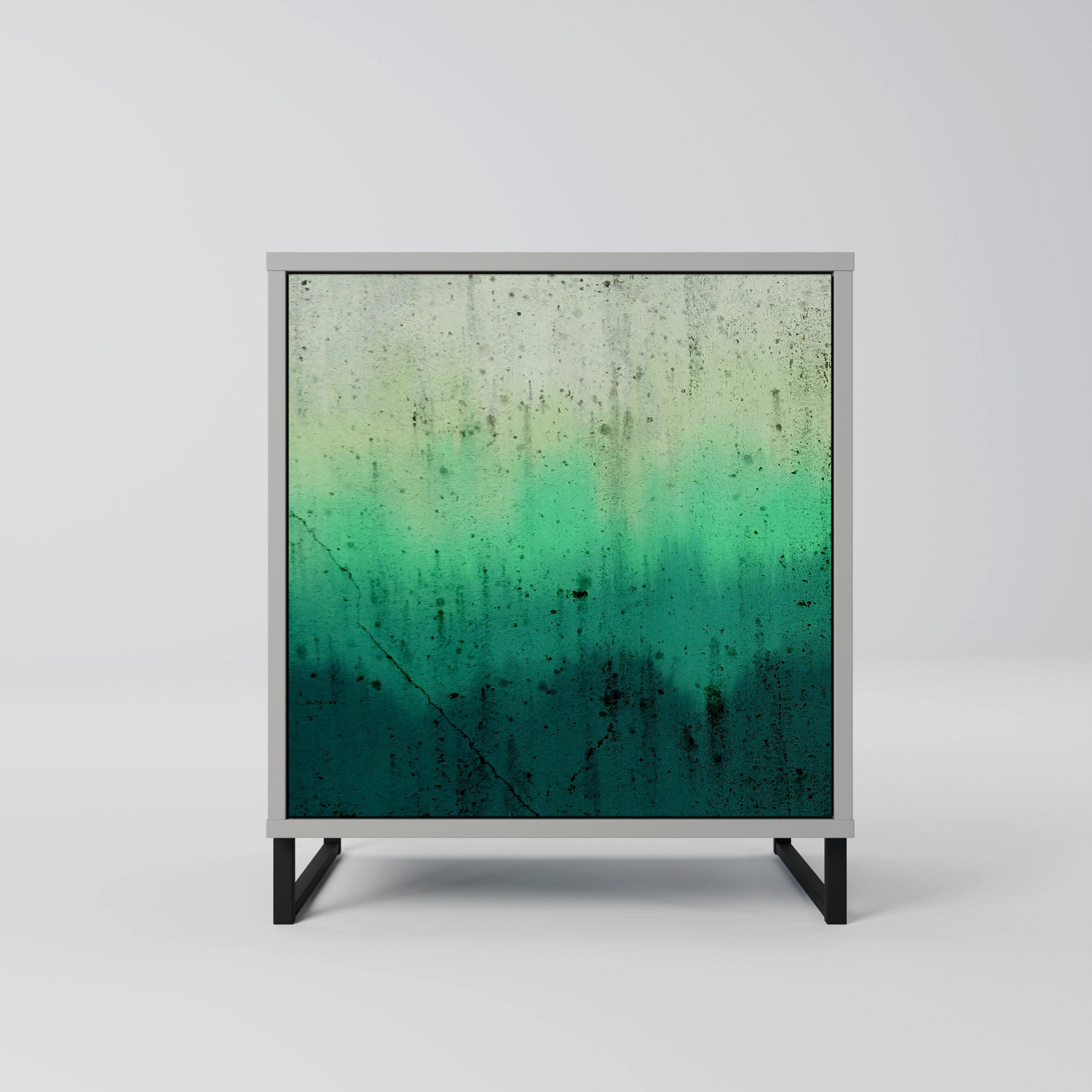 SIDEBOARD NORTHERN LIGHTS, Grau, 57,5x42x67,5 cm, Schwarze Metall-Rahmenfüße - Multicolor/Schwarz, Holzwerkstoff/Metall (57.5/67.5/42cm) - SpaceRebels