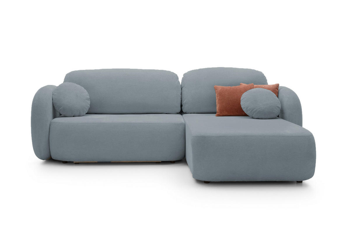 ECKSOFA OLIO L-Form Schlaffunktion mit Bettkasten, lose Rückenkissen, freistehend, RECHTS 248x174 cm Dark grey - Blaugrau, Holz/Textil (248/174cm) - DomoHome