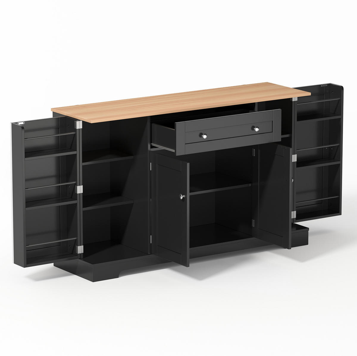 BOČNÍ skříň 138 cm černá z MDF s šuplíkem, policemi a pojistkou proti převrácení - černá, kompozitní dřevo (138/85/40cm) - OKWISH