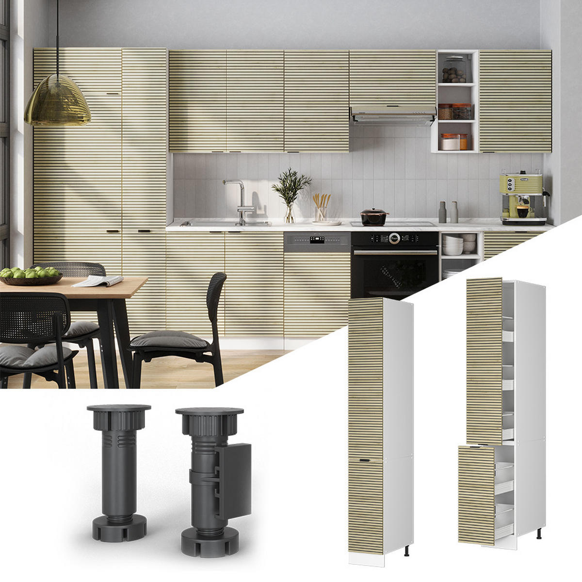 APOTHEKERSCHRANK Fame-Line Eiche Paneel 30 cm - Hellbraun/Eichefarben, Holzwerkstoff (30/206.8/58cm) - Vicco