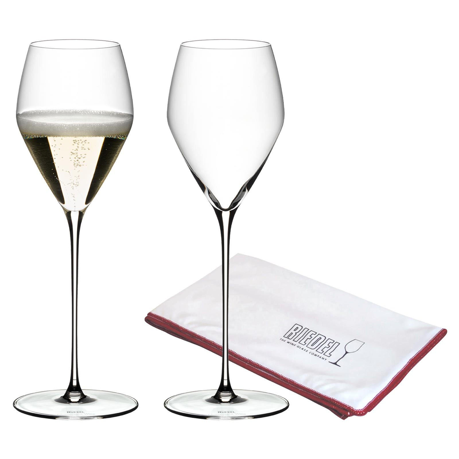 CHAMPAGNER GLÄSER + POLIERTUCH Veloce transparent 327 ml 2er Set - Transparent, Glas (0.327L) - Riedel