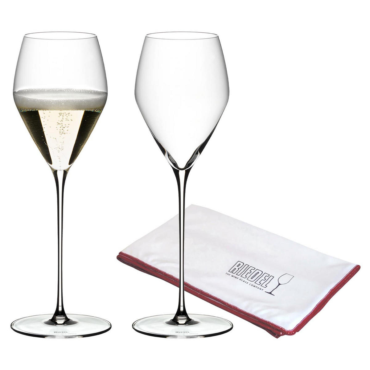 CHAMPAGNER GLÄSER + POLIERTUCH Veloce transparent 327 ml 2er Set - Transparent, Glas (0.327L) - Riedel