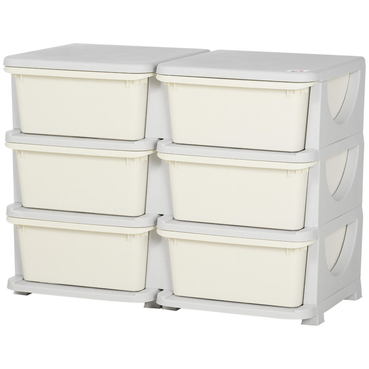 SPIELZEUGTRUHE DE-17261 6 Schubladen, 3 Ebenen Creme - Creme, Textil (37/75cm) - ComfortXL