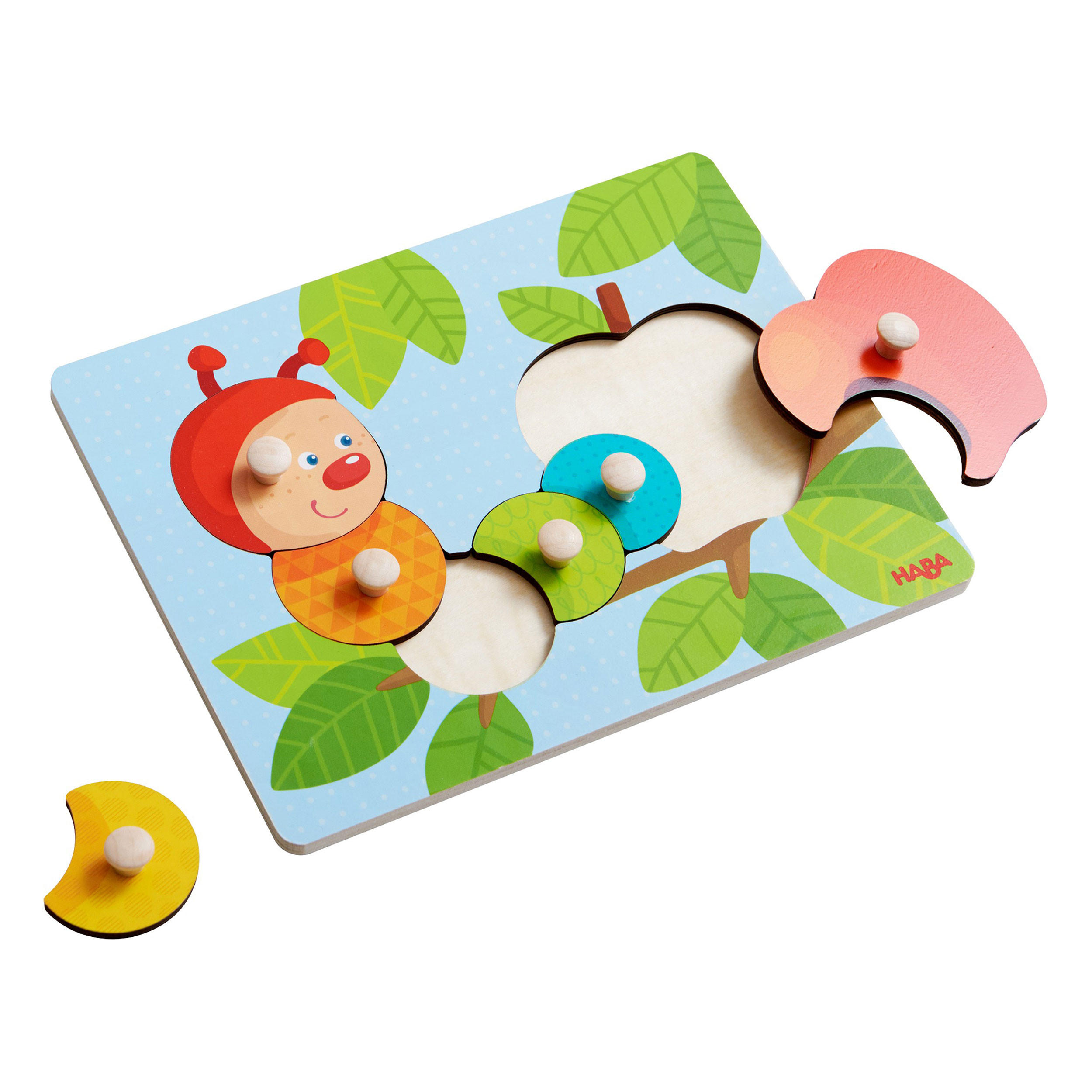 GREIFPUZZLE Raupe Mina, ab 12 Monaten - Multicolor, Naturmaterialien (17/2/22cm) - Haba