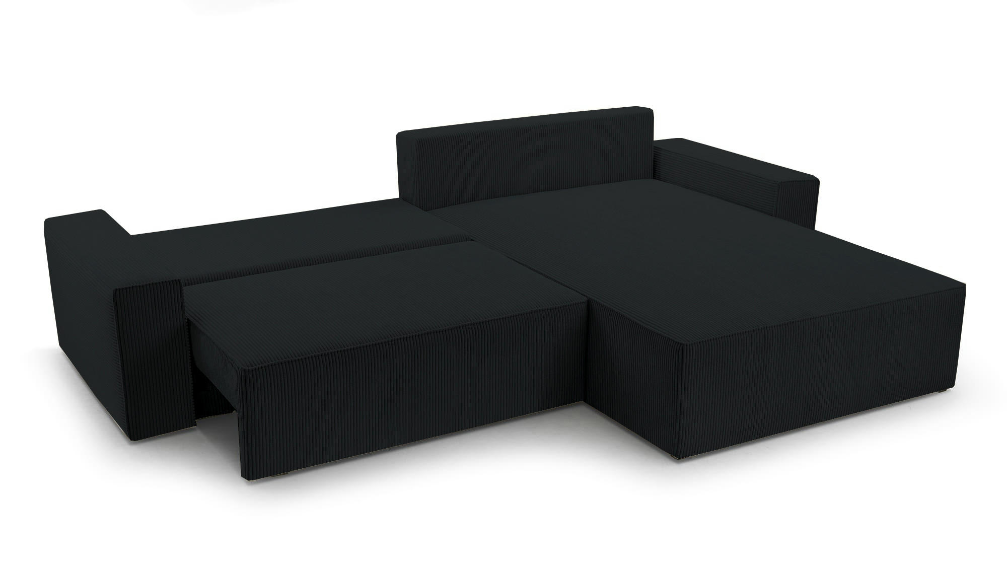 ECKSOFA - Denver L - Schwarz - Schwarz, Holz (290/200cm) - Möblo