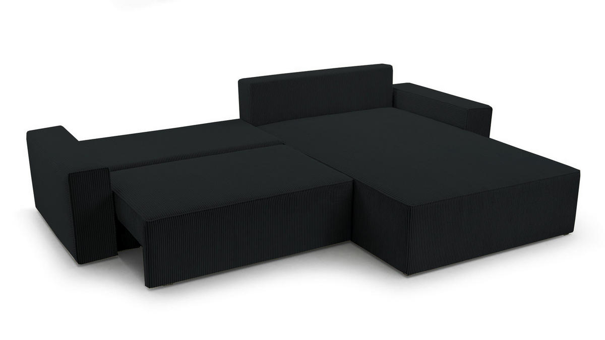 ECKSOFA - Denver L - Schwarz - Schwarz, Holz (290/200cm) - Möblo