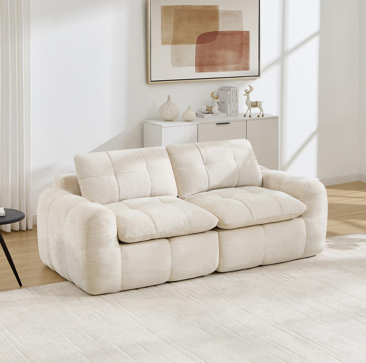 SOFA 194/97/68 cm in Beige aus Chenille mit modularer Bauweise - Beige, Textil (97/68/194cm) - Flora Grace