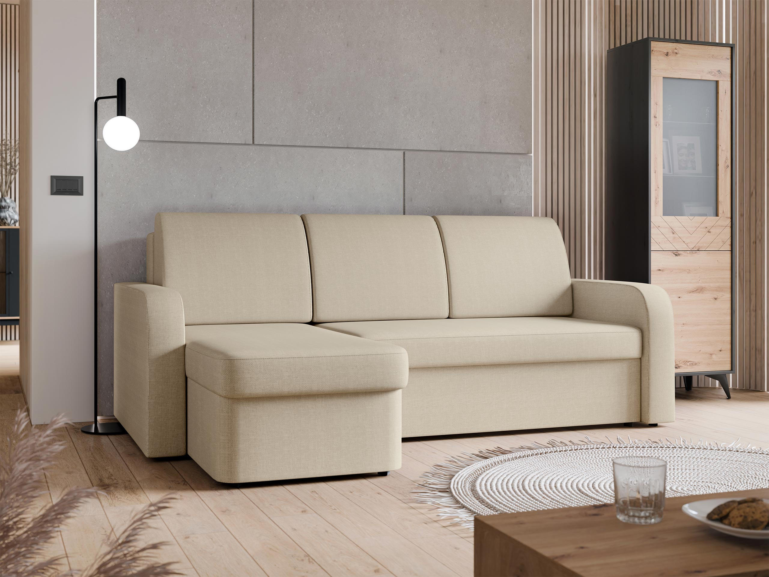 ECKSOFA Totii - Schwarz/Naturfarben, Holz/Kunststoff (210/153cm) - MIRJAN24