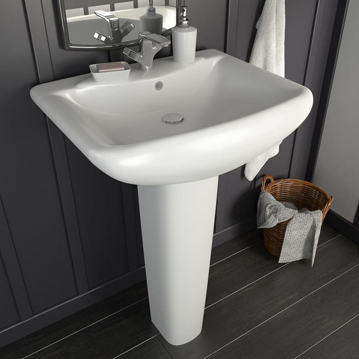 WASCHBECKEN Freistehendes Mit Säule Keramik Weiss 580/470/200 Mm - Weiß, Keramik (47/20/58cm) - vidaXL