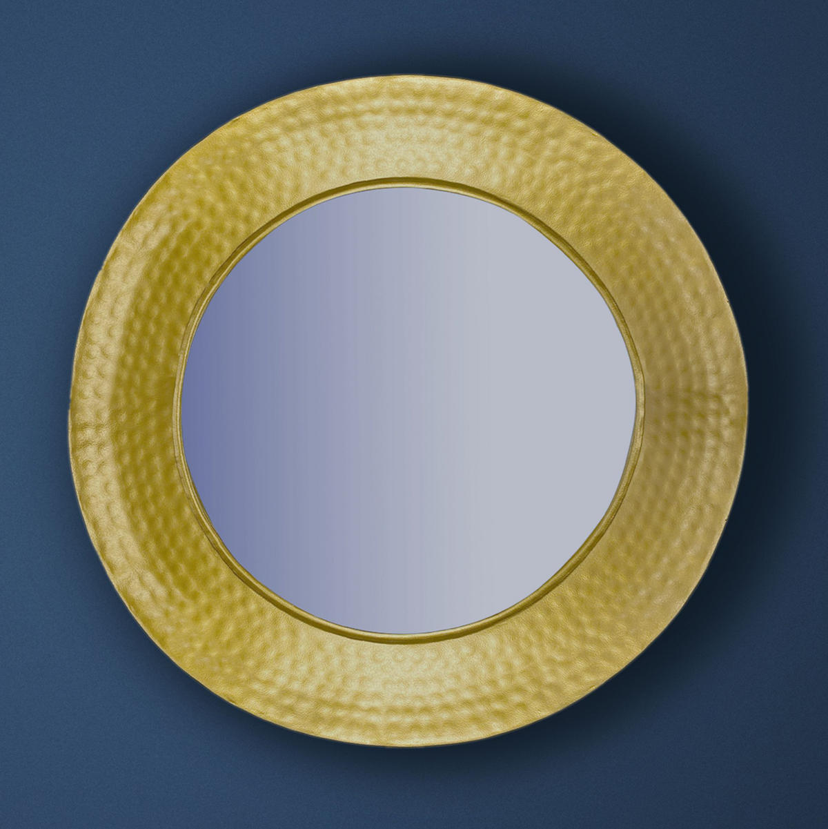 WANDSPIEGEL Rund Metall Gold 60 cm Hammerschlag-Optik - Goldfarben, Glas (60/60/9cm) - KADIMA DESIGN