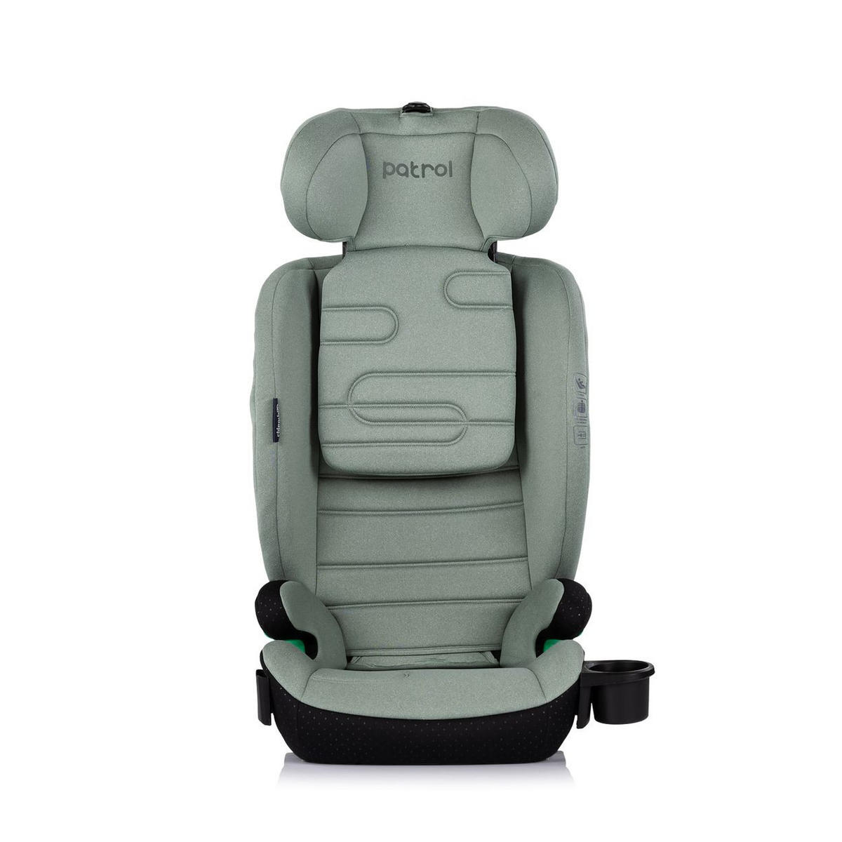KINDERSITZ Patrol i-Size grün Isofix (100-150cm) Kopfstütze Getränkehalter - Grün, Kunststoff (44/58/51cm) - Chipolino