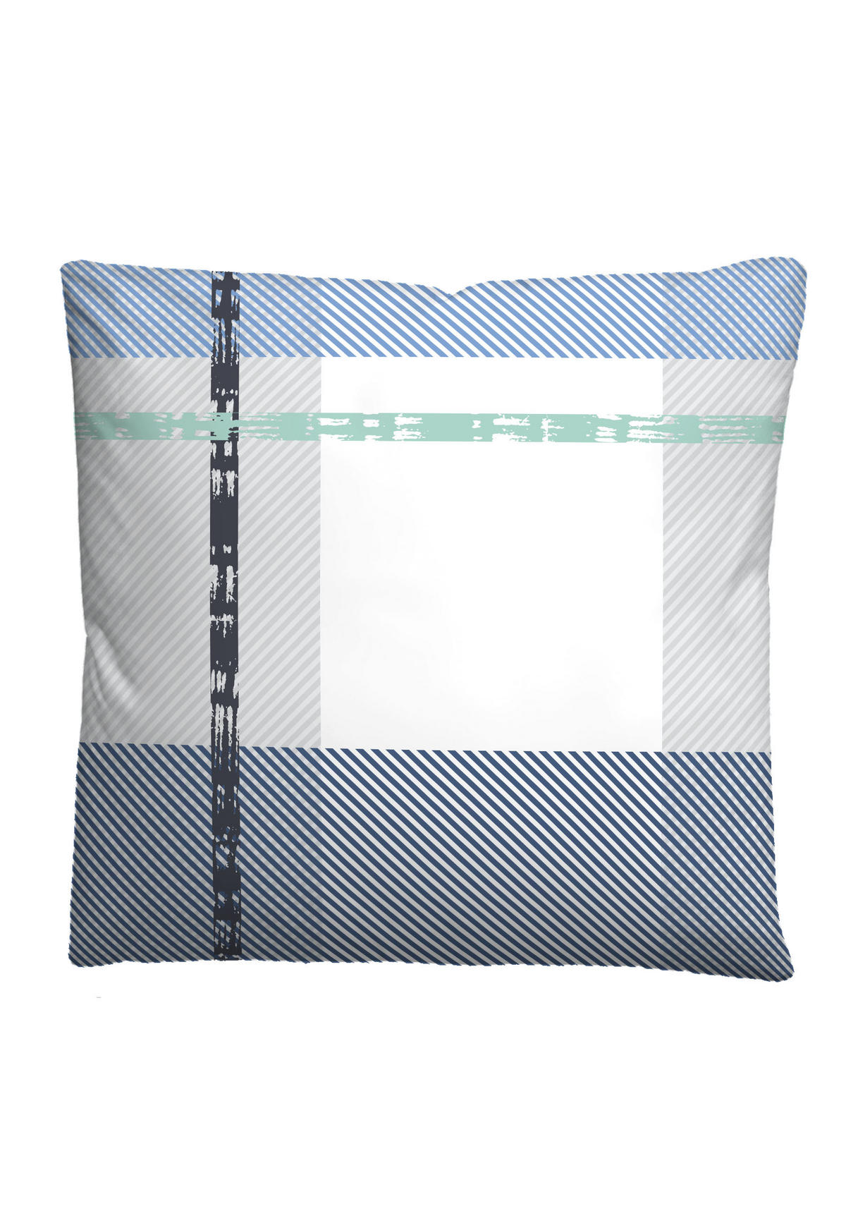 BETTWÄSCHE-GARNITUR Seersucker Karo eisblau, 135x200 cm + 80x80 cm - Hellblau, Textil (135/200cm) - Castell