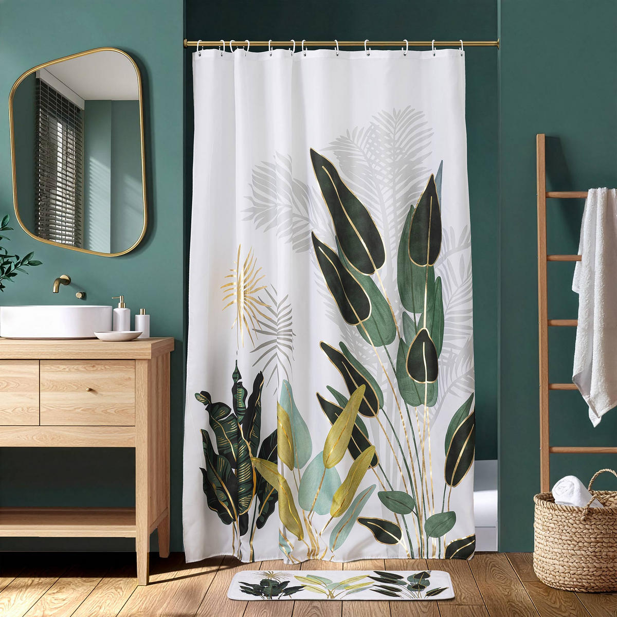 DUSCHVORHANG mit Haken Otika 180/200 cm - Grün, Textil (180/200cm) - Douceur d´intérieur