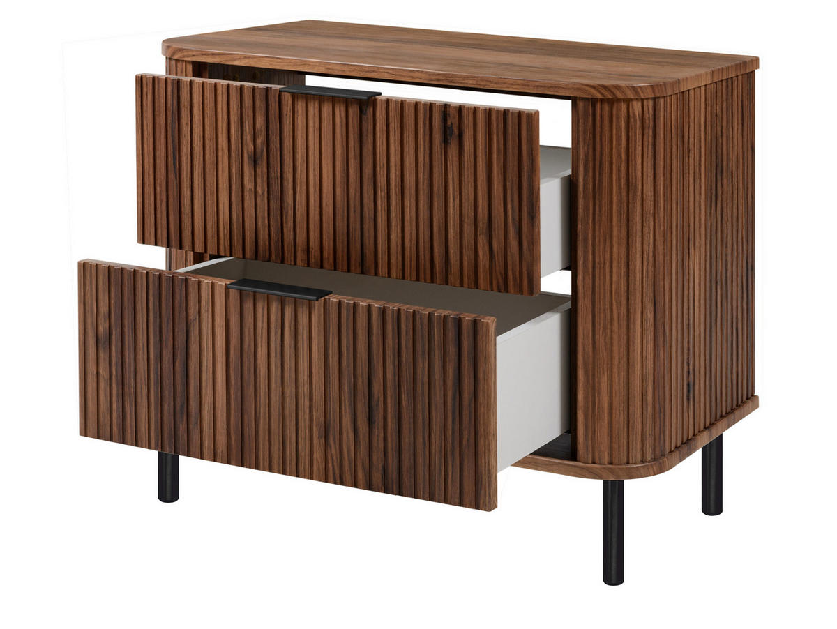 BADEZIMMERSCHRANK : Farbe Eiche-Nussbaum, Griff schwarz, Füße schwarz, 80 x 41,5 x 66,7 cm - Schwarz/Braun, Holzwerkstoff (80/66.7/41.5cm) - 3XE LIVING