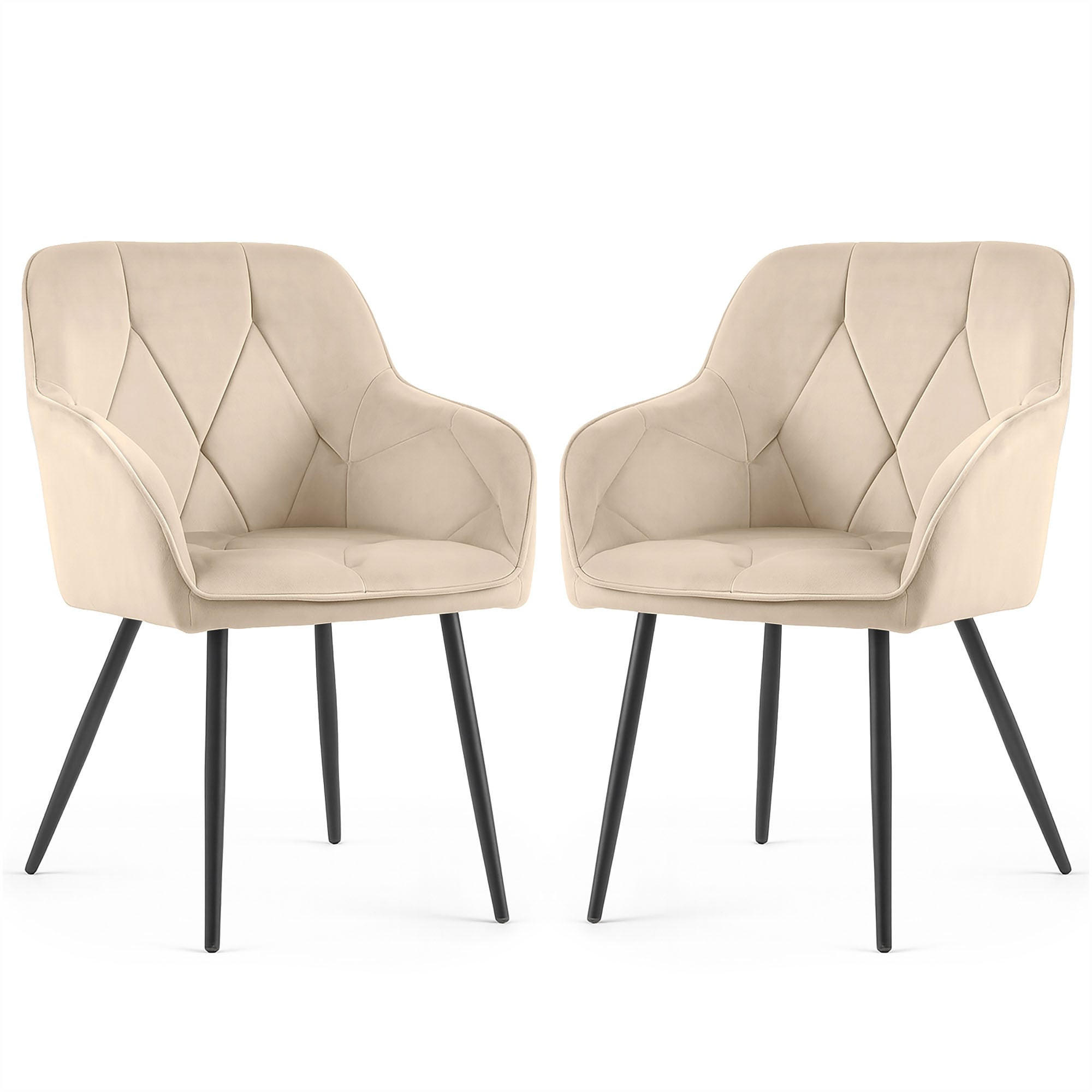 POLSTERSTUHL 2er Set, Metallbeine Creme 54,5/82,5/58 - Creme, Textil (55/83/58cm) - RAUMHIRSCH FURNITURE