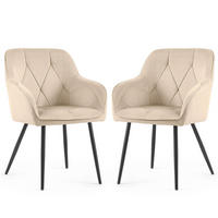 POLSTERSTUHL 2er Set, Metallbeine Creme 54,5/82,5/58 - Creme, Textil (55/83/58cm) - RAUMHIRSCH FURNITURE