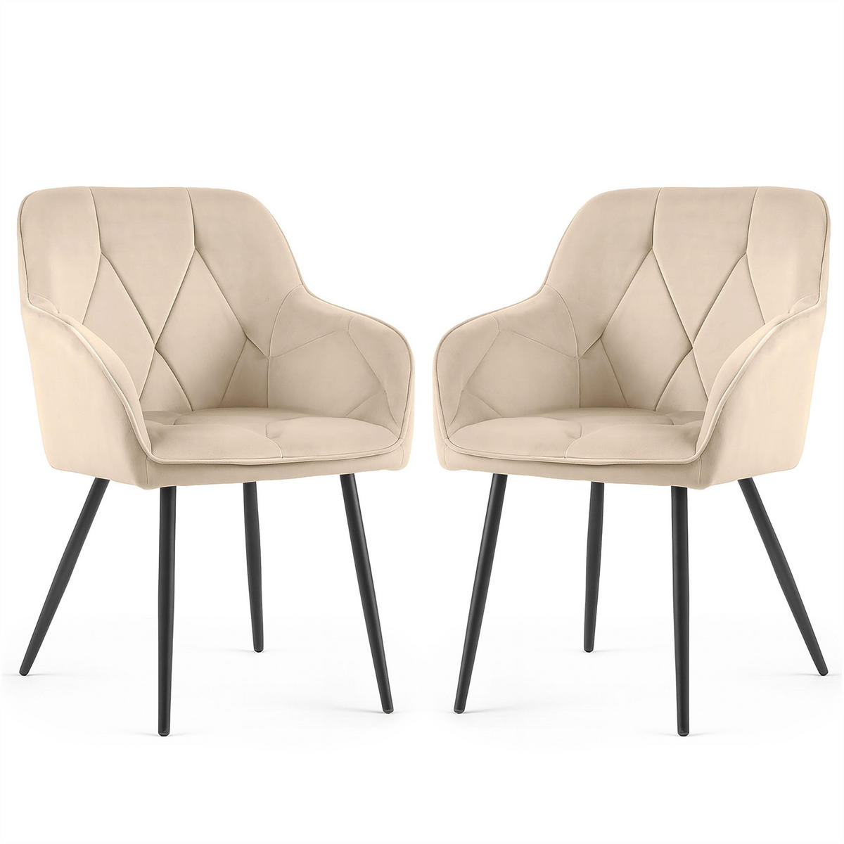 POLSTERSTUHL 2er Set, Metallbeine Creme 54,5/82,5/58 - Creme, Textil (55/83/58cm) - RAUMHIRSCH FURNITURE