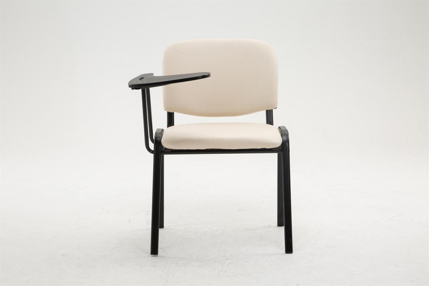 BESUCHERSTUHL Lederlook creme - Creme/Schwarz, Textil/Metall (53/81/71cm) - CLP