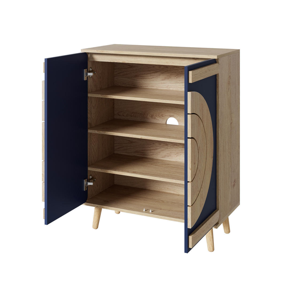 SCHUHSCHRANK aus Spanplatte 76x37x98,5cm in Blau mit Türen - Blau, Holzwerkstoff (76/98.5/37cm) - Modfu