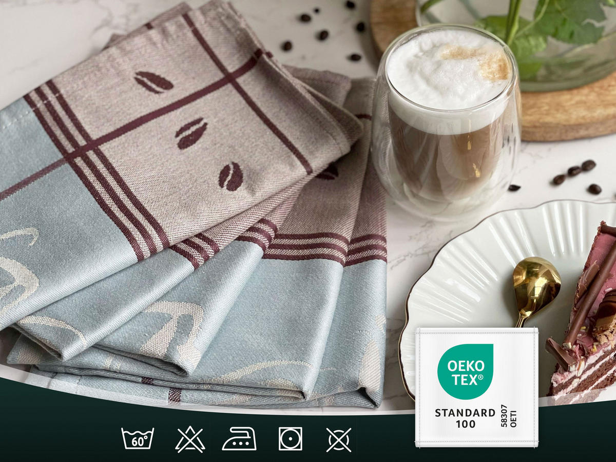 GESCHIRRTÜCHER, 5er-Set, 50x70 cm, 100% Baumwolle, Grau - Hellgrau, Textil (50/70cm) - Zollner