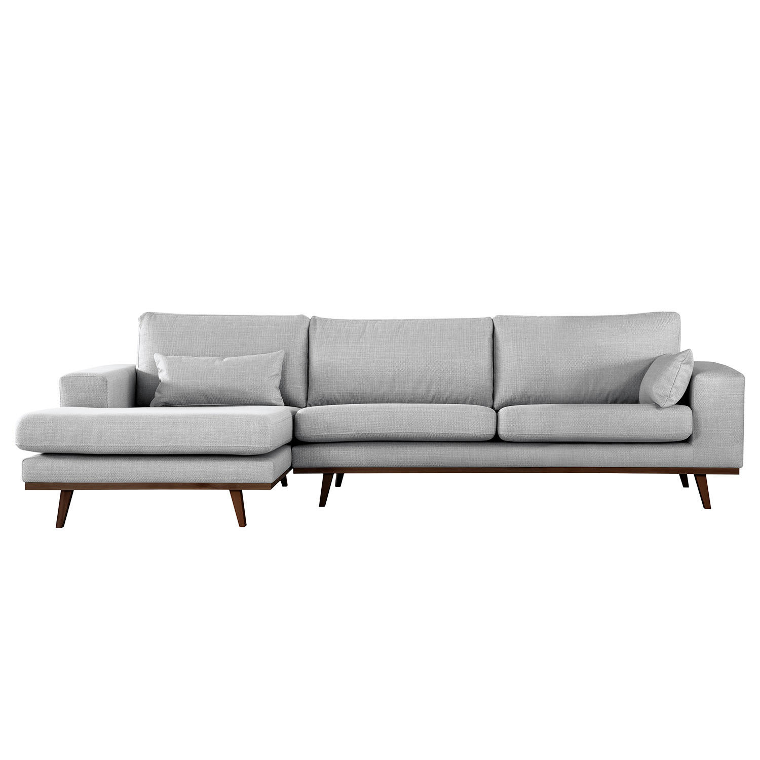 ECKSOFA mit Longchair - Buchefarben/Hellgrau, Textil (281/153cm) - home24