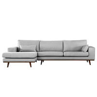 ECKSOFA mit Longchair - Buchefarben/Hellgrau, Textil (281/153cm) - home24