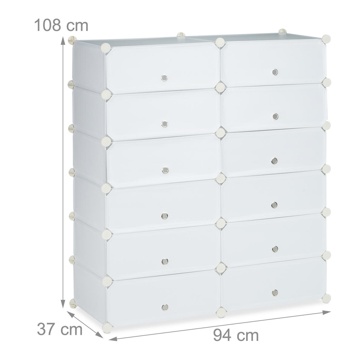 SCHUHSCHRANK - Weiß, Kunststoff/Metall (94/108/37cm) - Relaxdays