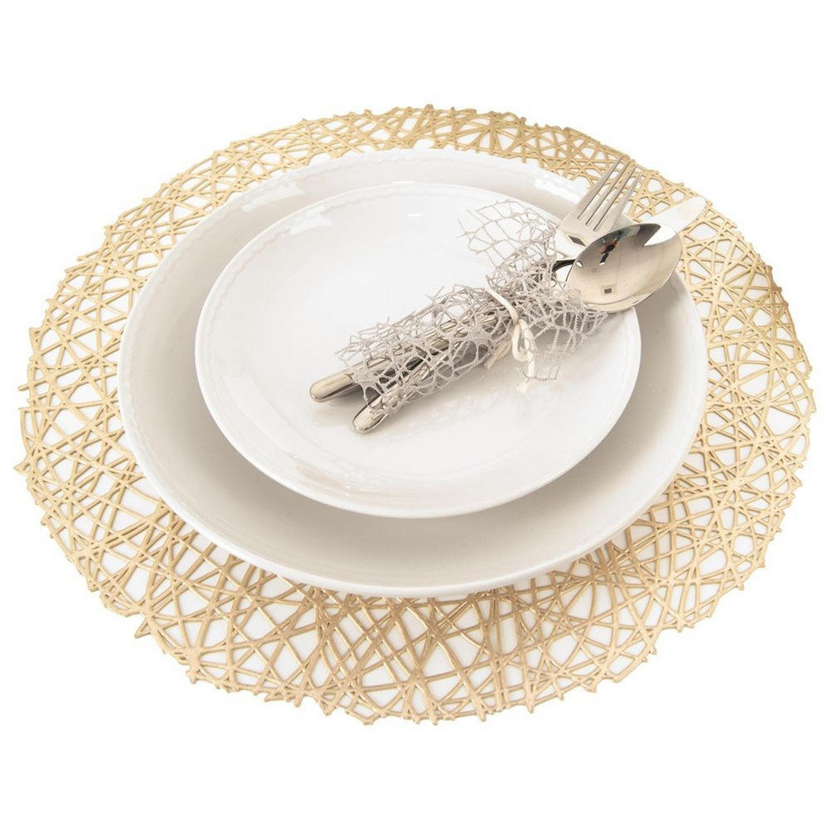 TISCHUNTERLAGE RUND, Kunststoff, gold, Ø 39 cm - Goldfarben, Holz (39cm) - Orion 