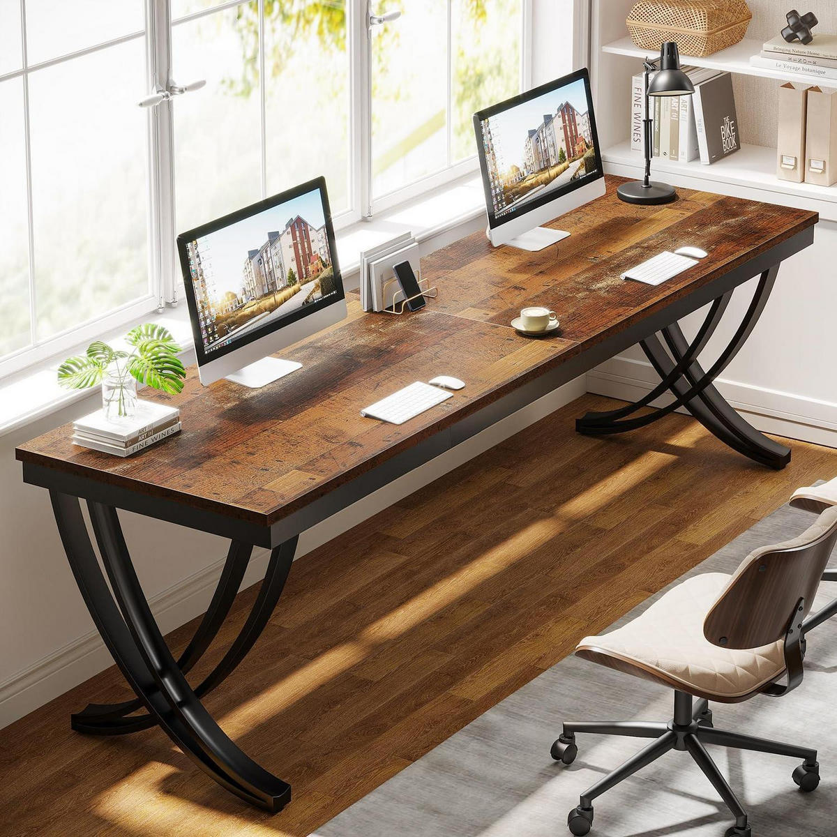 SCHREIBTISCH Computertisch 200 x 70 x 75 cm Braun - Braun, Holzwerkstoff (70/200/75cm)