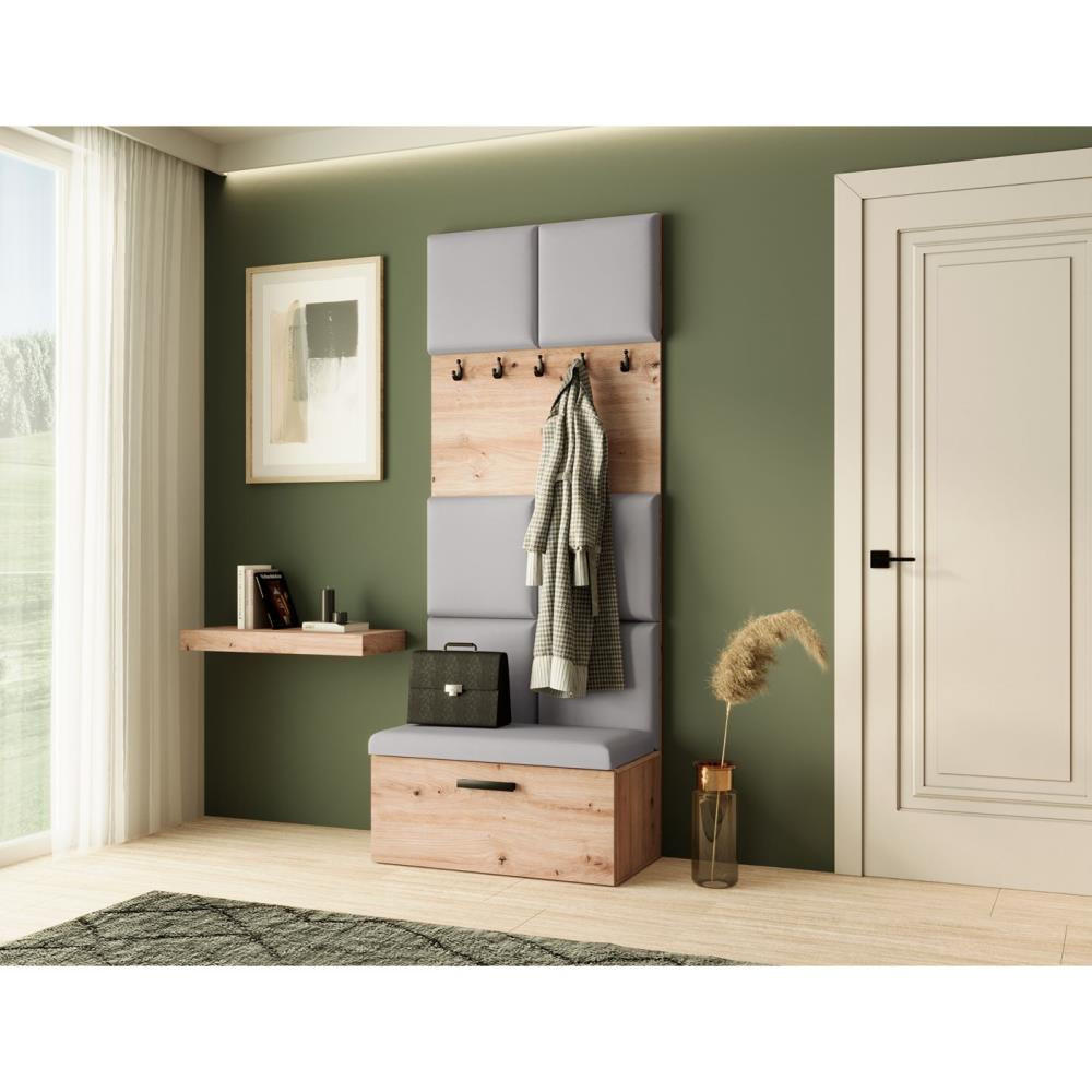 GARDEROBE Margaret I 81/203/43 gepolsterten Paneelen - Schwarz/Eiche Artisan, Holzwerkstoff/Kunststoff (81/203/43cm) - Beautysofa