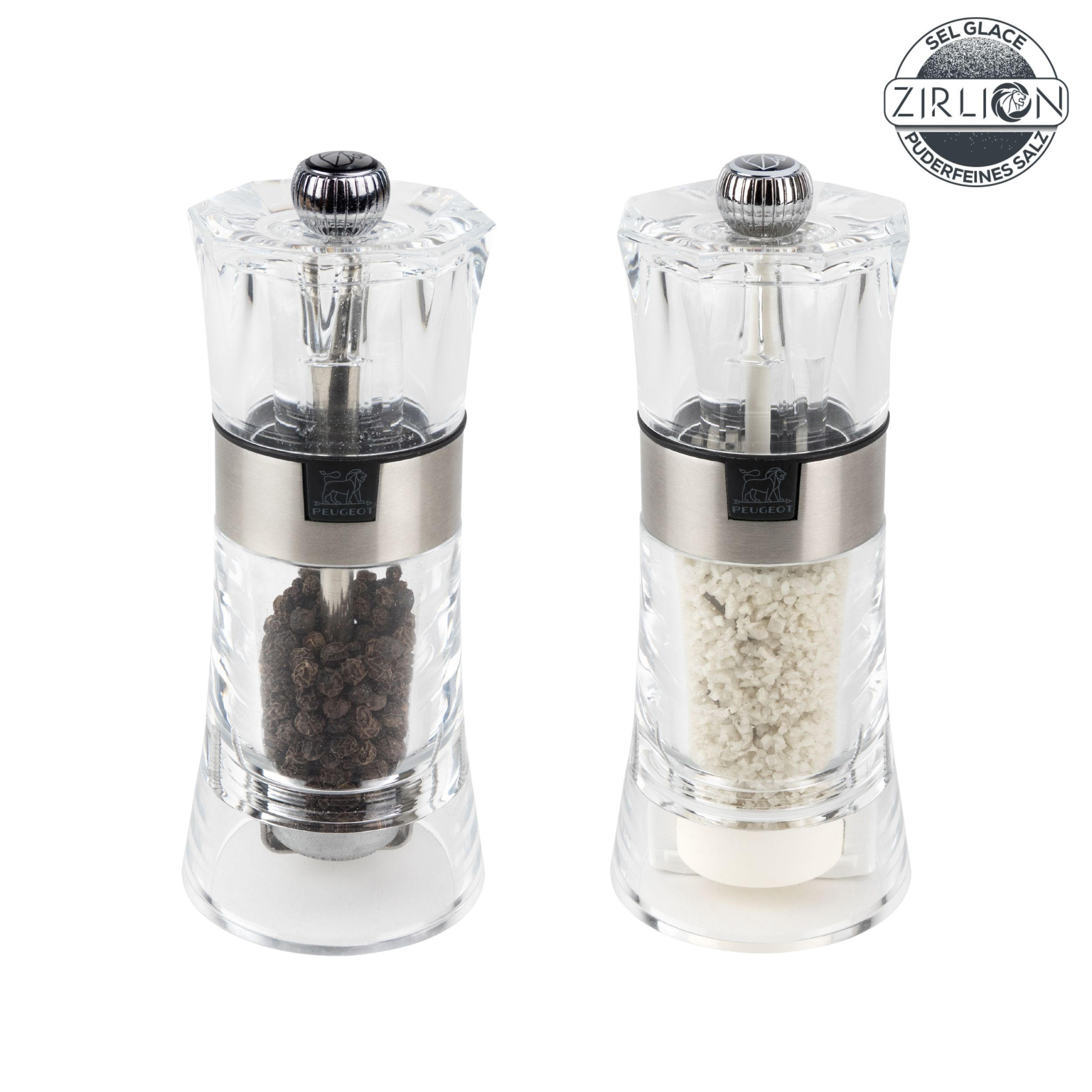 MÜHLENSET Oslo 14cm Pfeffer- & Salzmühle Acryl/Edelstahl Zirkonia-Mahlwerk - Transparent, Kunststoff (11.6/14/5.8cm) - PEUGEOT