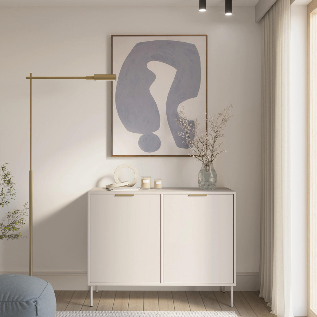 SIDEBOARD Vena Kaschmir 100 cm - Kaschmir/Goldfarben, Holzwerkstoff/Kunststoff (100.6/86/40cm) - Selsey
