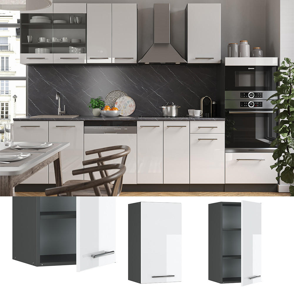 HÄNGESCHRANK Fame-Line Weiß Hochglanz 40 cm - Weiß Hochglanz/Anthrazit, Holzwerkstoff (40/72/34.1cm) - Vicco