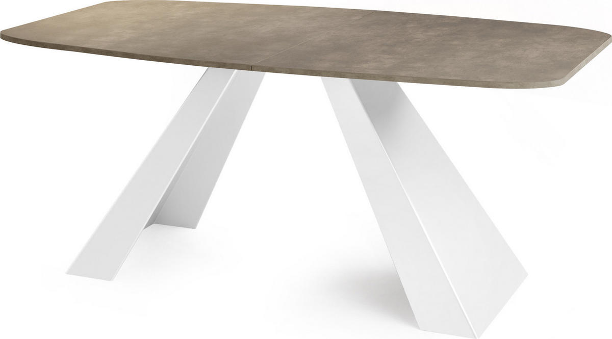 ESSTISCH Monte Weiß rechteckig ausziehbar, Dunkelgrauer Chicago Beton 160-200/80/76 cm - Dunkelgrau/Weiß, Holzwerkstoff/Metall (160/80/76cm) - WFL GROUP