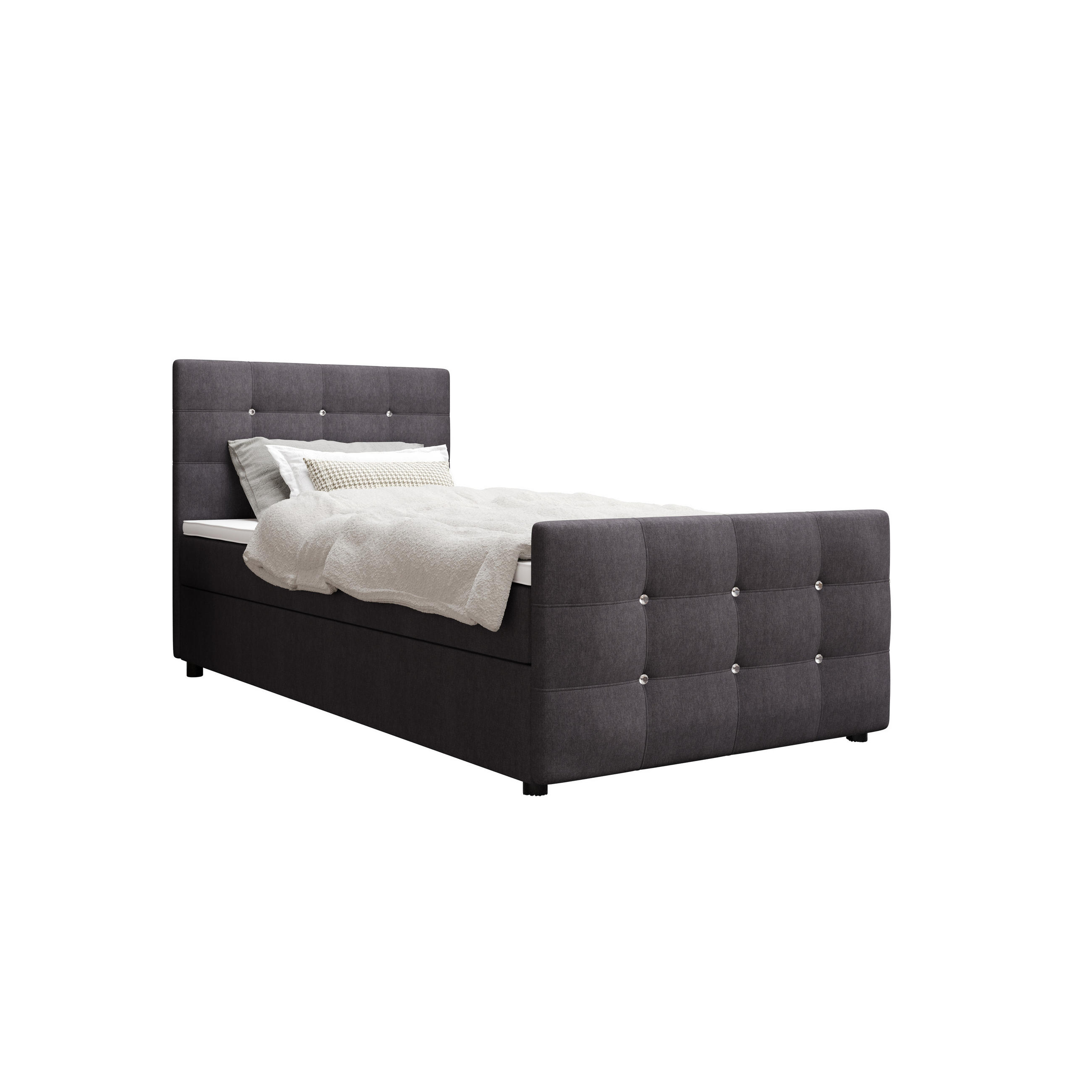 BOXBETT KLEO mini 90x200, mit Matratze H3 und Topper, Cosmic 97 - Grau, Holz/Kunststoff (90/200cm) - Bedante
