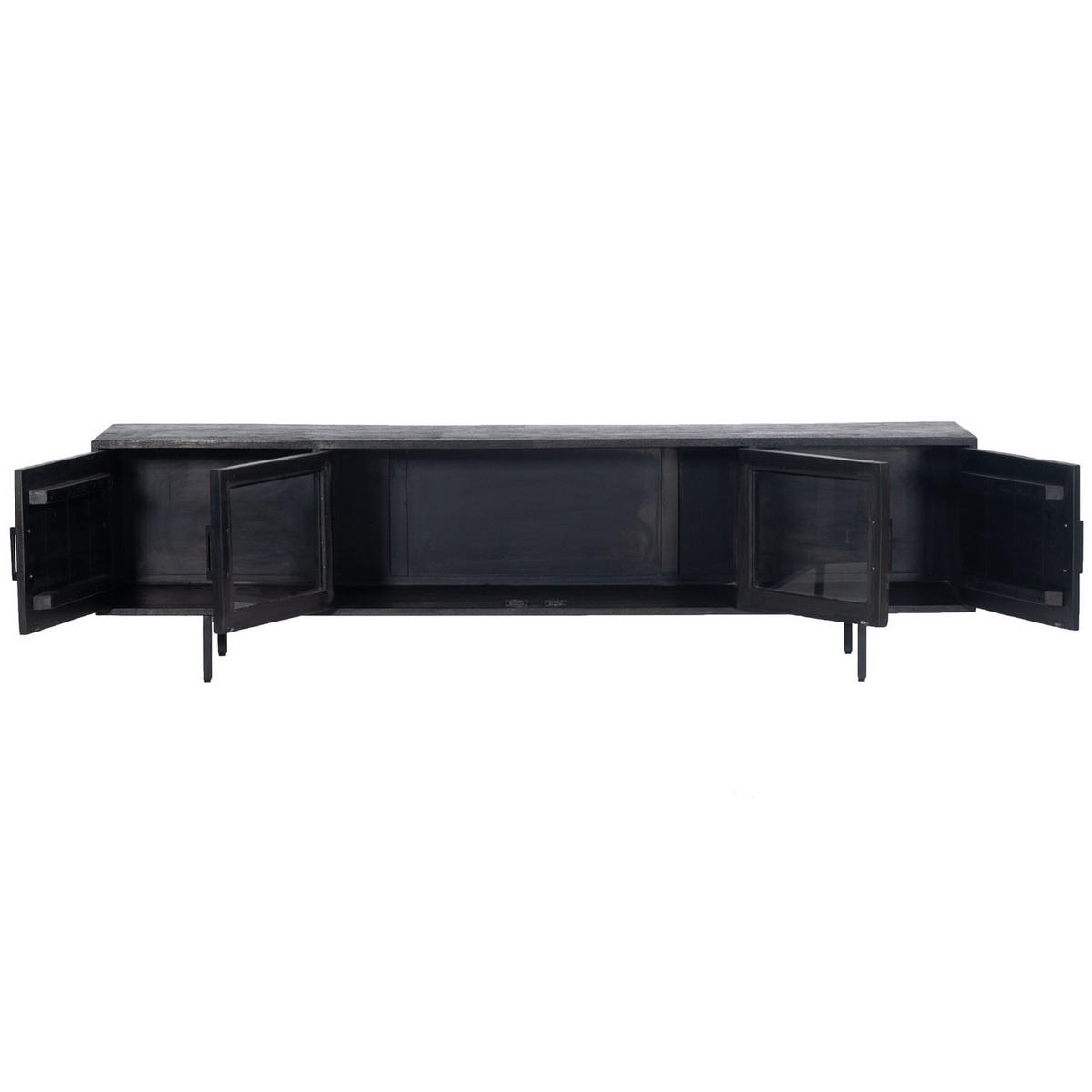 TV-MÖBEL aus Holz und Metall 200cm, schwarz - Schwarz, Holz (200/53/45cm) - Giga Meubel